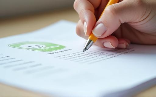 Person filling out a feedback form with a smile icon indicating satisfaction