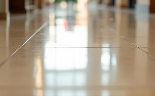 Polished and clean hard floor reflecting light